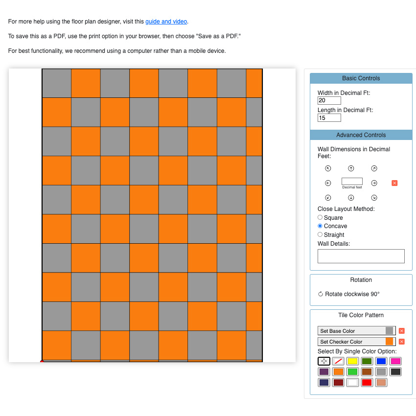 Online Floor Planner choose 2 colors to make a pattern