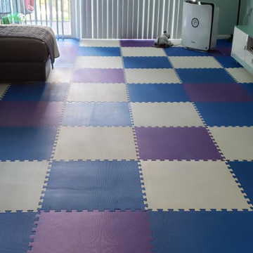 foam play mat blue purple white