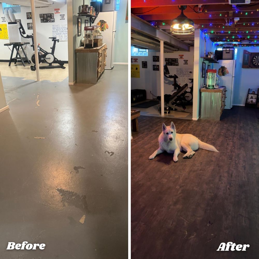 basement flooring transformation