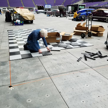 Installing Snap Together Car Show Floor Tiles