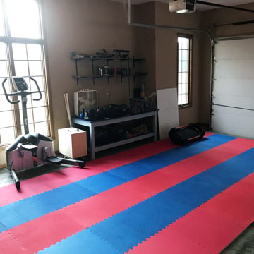 Virtual Boxing class space in garage