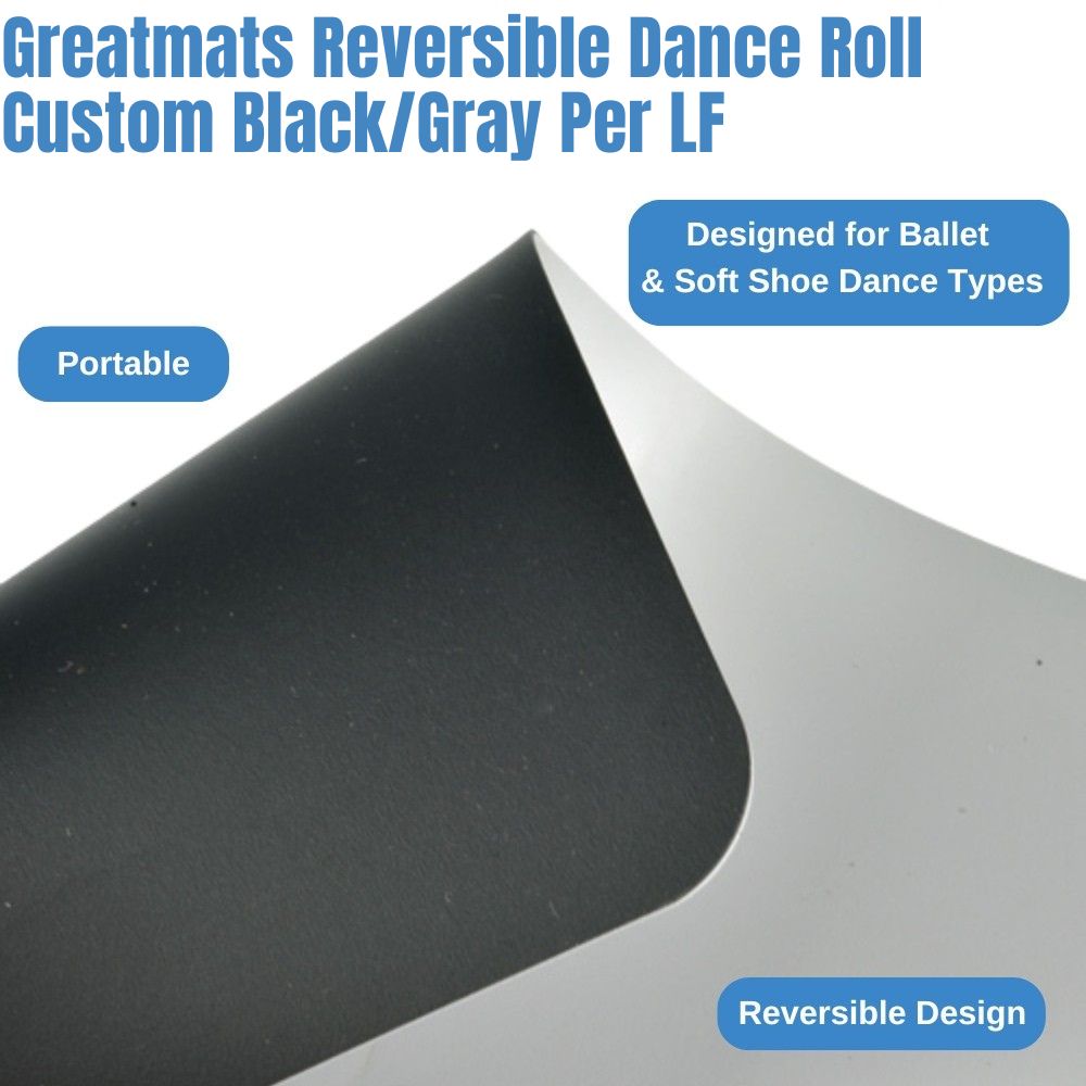 Greatmats Reversible Dance Roll Black/Gray per LF infographic