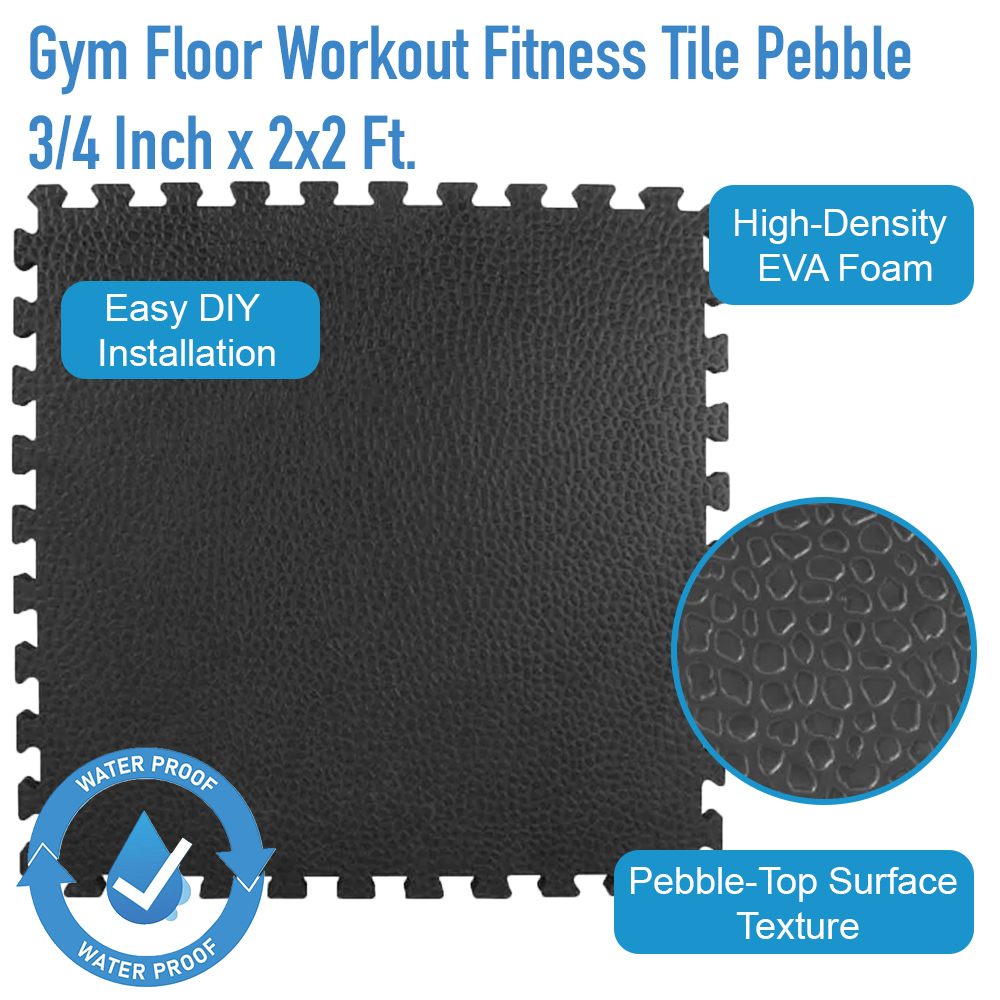 Pebble Top Foam Gym Floor Tiles for Workout Room infographic