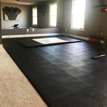 home gym flooring over carpet