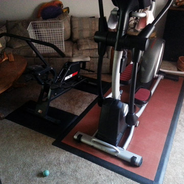 Home Gym Floor for Exercise Bike - PVC Modular Tiles