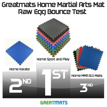 Home Martial Art Mats Bounce Test Using Raw Egg info graphic.