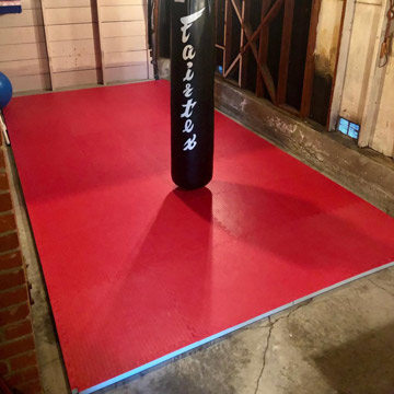 Man Cave Exercise Space in garage
