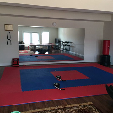 Home gym boxing ring area