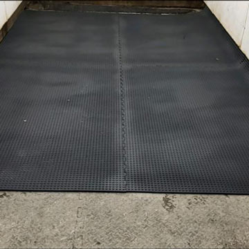 Horse stable mats on concrete in wash bay
