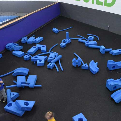 Interlocking rubber tiles used in kids play area