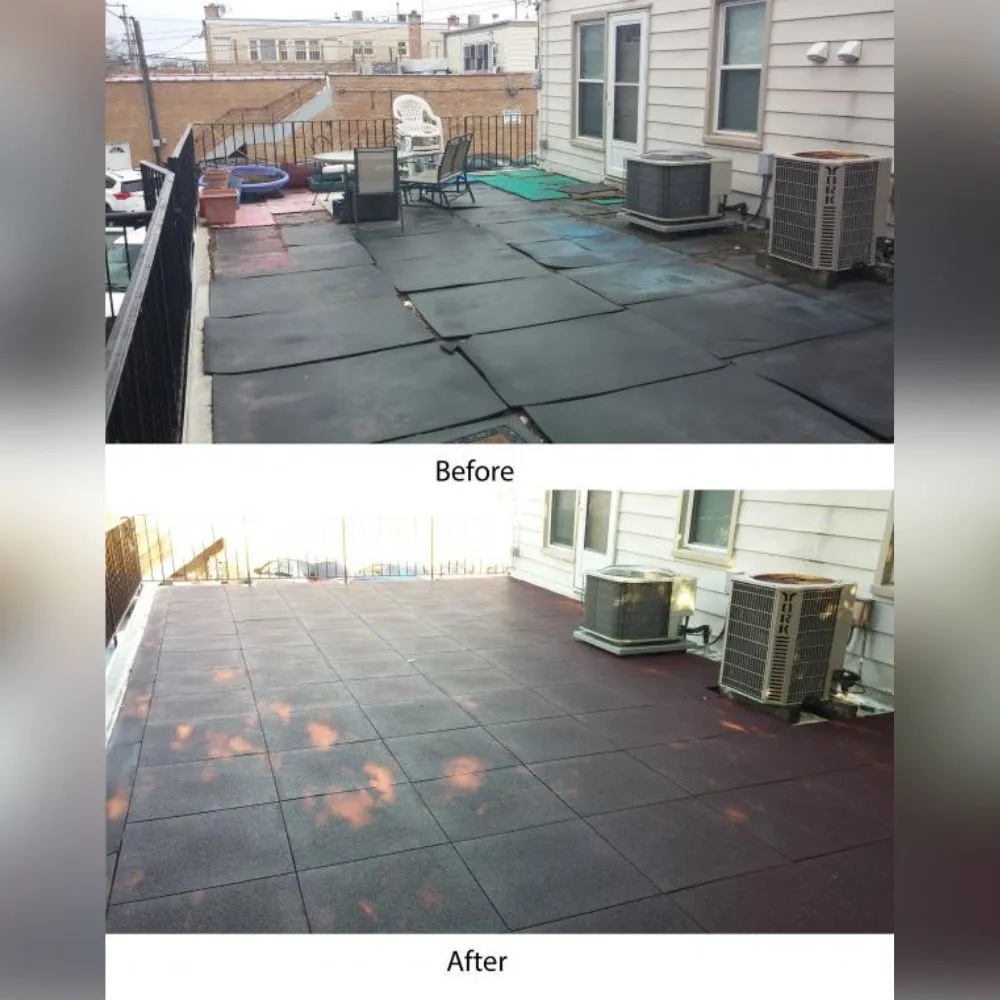 Jews for Jesus installs rubber deck tiles on their rooftop deck