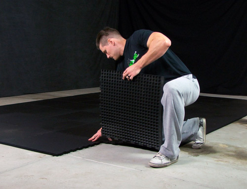 installing weightlifting mats