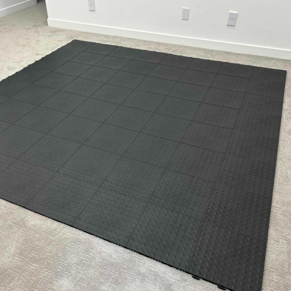 home gym flooring over carpet