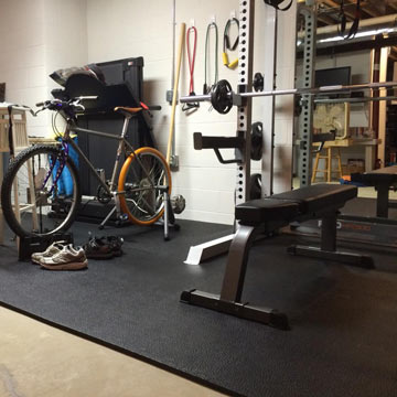 Basement or Garage Gym Rubber Flooring on Concrete
