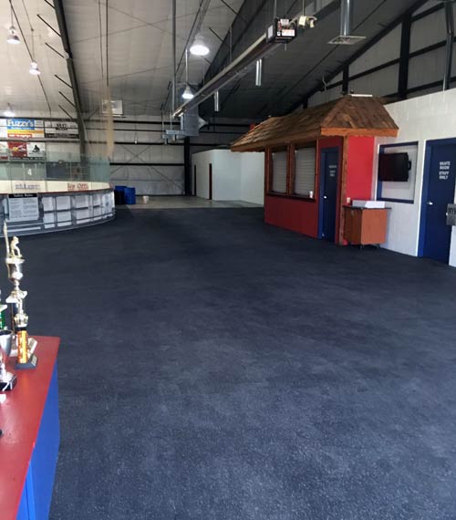 Monroe Youth Hockey Commons with rubber flooring