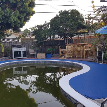 Backyard pool and cool flooring ideas