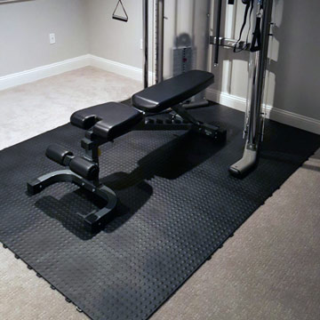 pvc weight machine mat over carpet