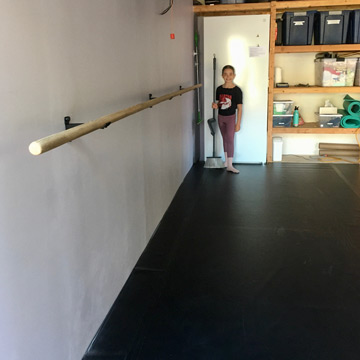 DIY dance and workout studio in family garage