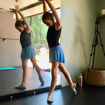 Dancing in the garage with dance flooring on concrete