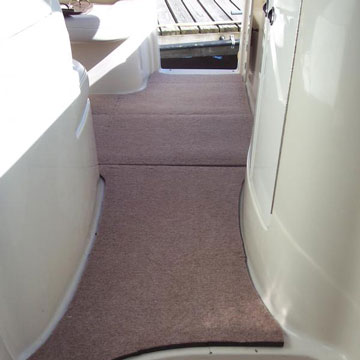 Carpet tile with foam base in pontoon boat floor