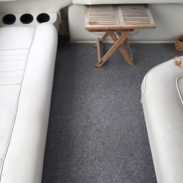 Modular carpet flooring in boat
