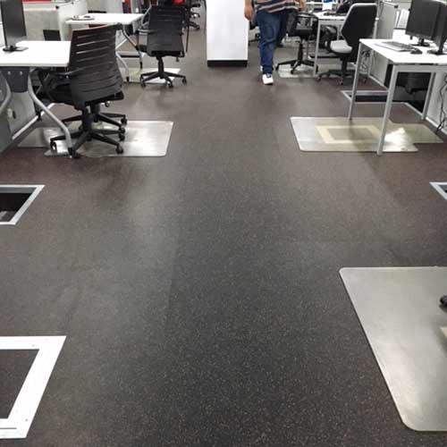 Rubber flooring used in office