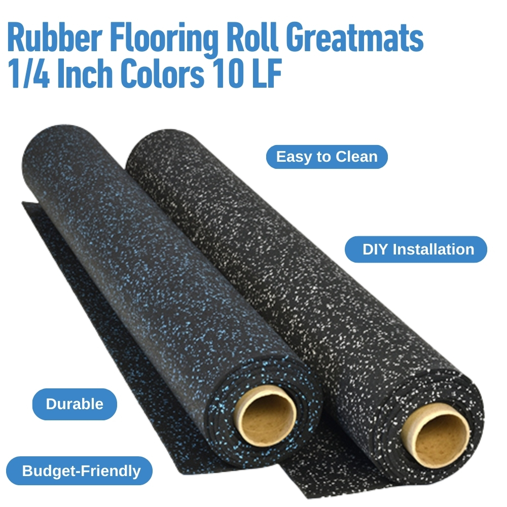 Rubber Flooring Rolls 1/4 Inch 4x10 Ft Colors infographic