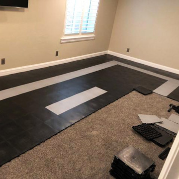 Tiles over Carpet for Arts and Crafts Room Flooring