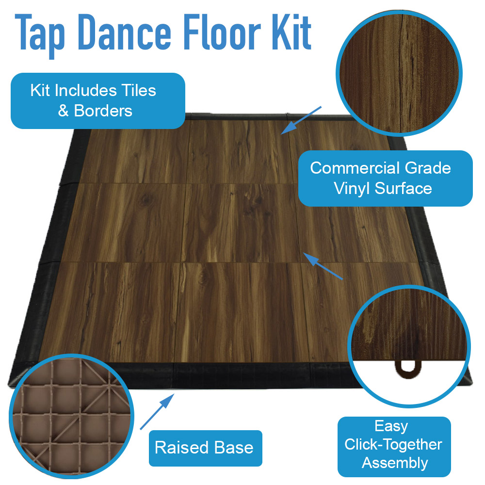 Espresso Oak Tap Dance Floor Kit infographic