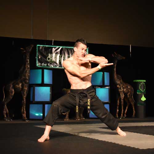 Sport Karate Knife Hand on Interlocking Martial Arts Mats