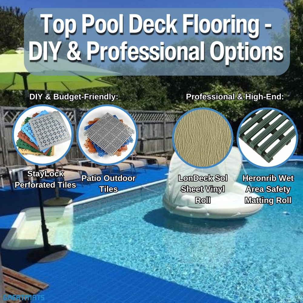 top pool deck flooring diy and professional options infographic