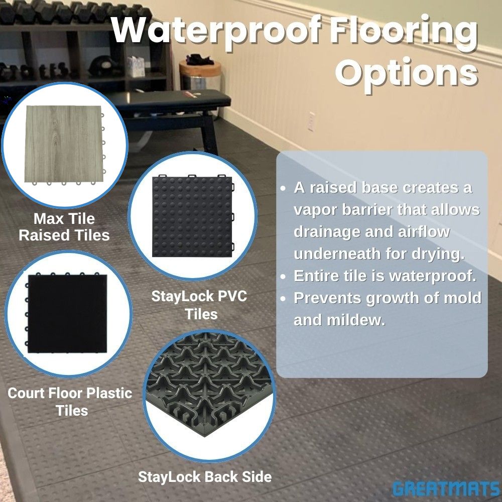 waterproof basement flooring options infographic
