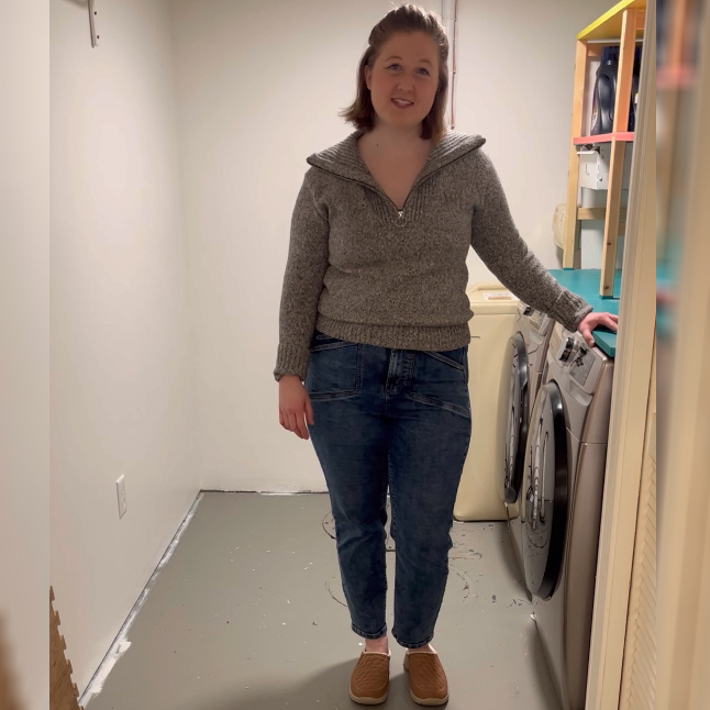 basement laundry room makeover with foam tile flooring