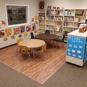 wood grain foam puzzle mats for toddler daycare area