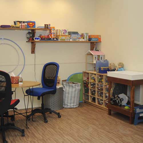 kids therapy room with foam plank tile flooring