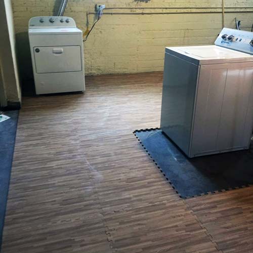 Soft Laundry Room Flooring With Wood Look
