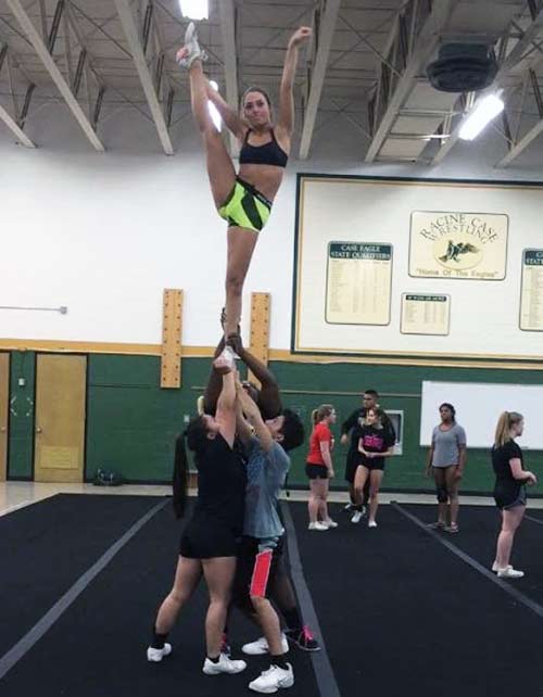 Case High School Cheerleading stunt