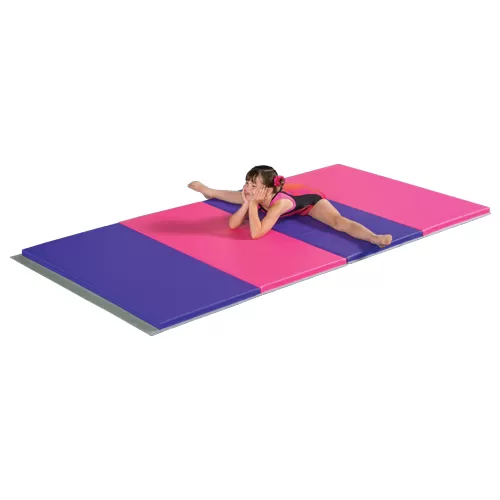 Gymnastics Mat Thick Folding Exercise Mat Gym Mat 4 Pannel Gymnastic Tumbling Mat 4X8X2 Multipe Colors Fit Yoga Mat Lightweight Home Gym Mat for Home Use Tumble Gym Training Carrying Handles