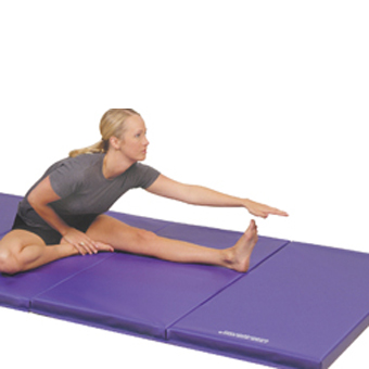 Gym mats folding for cheerleading stretching.