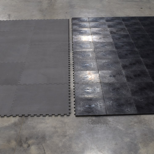 subfloor kit of foam and plastic tiles as a kathak dance floor option