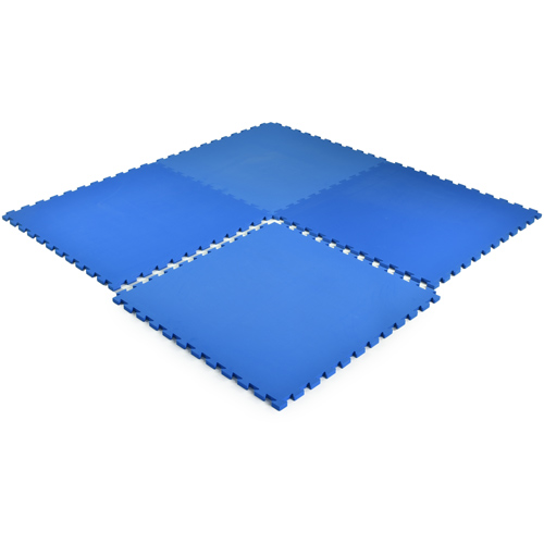 American Floor Mats - 3/8 Inch Thick Warrior Heavy Duty Rubber Flooring -  Interlocking Rubber Tiles 10% Blue Expansion Set - 4 Center Tiles