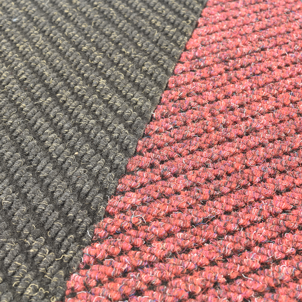 Cranberry red and black shadow Dominator LP Carpet Tiles