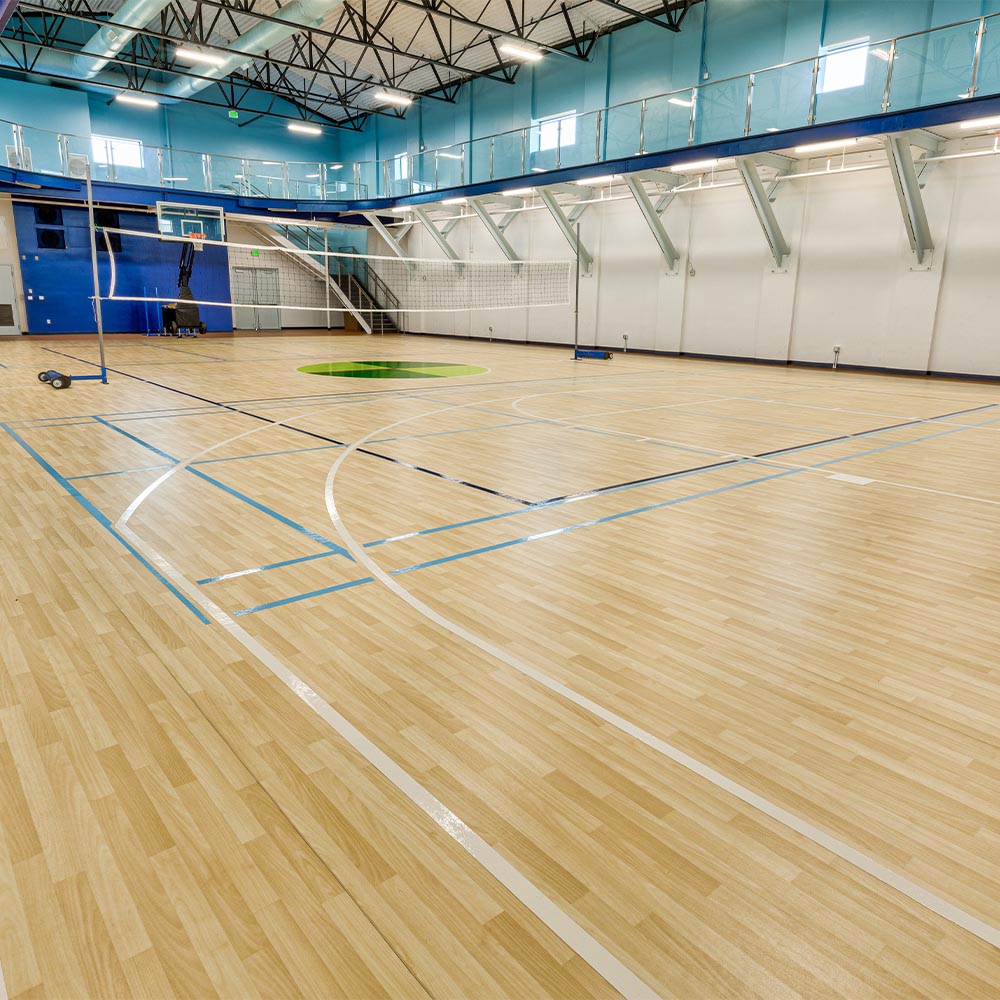 Gym installation Athletic Vinyl Padded Roll chestnut and wheat Color Option.