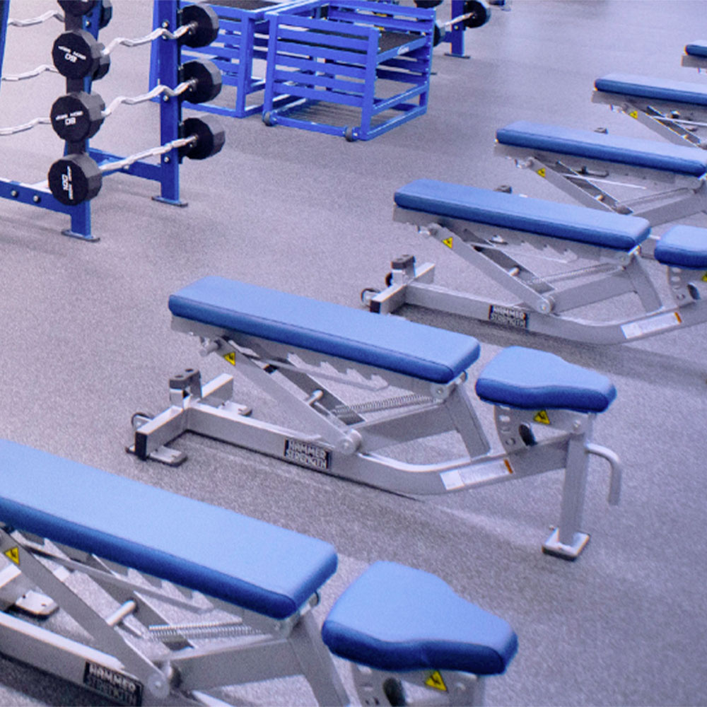 Gym equipment with Warm Gray Performance Rally 14.5 mm flooring