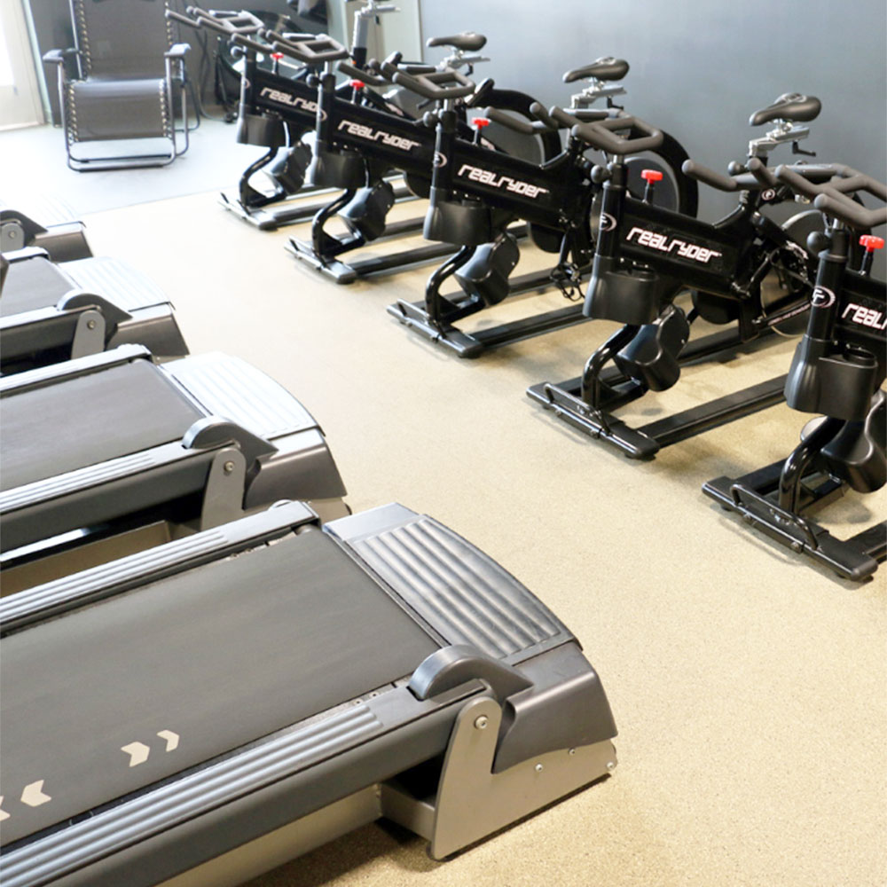 Rolled Rubber Eureka 8mm 90% Color Mocha Latte color in cardio room