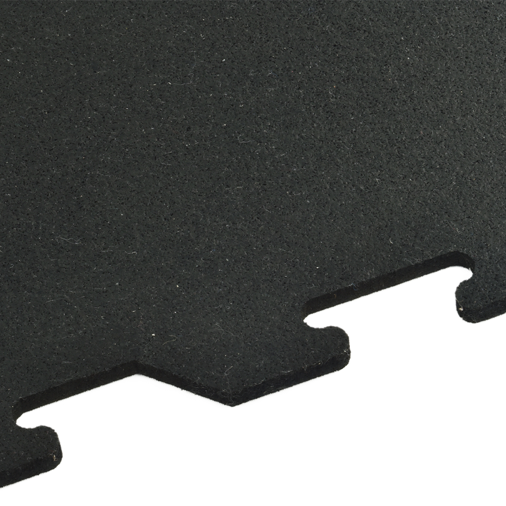 Interlocking Rubber Floor Tiles 23x23 Inch x 8 mm Black Eureka edge