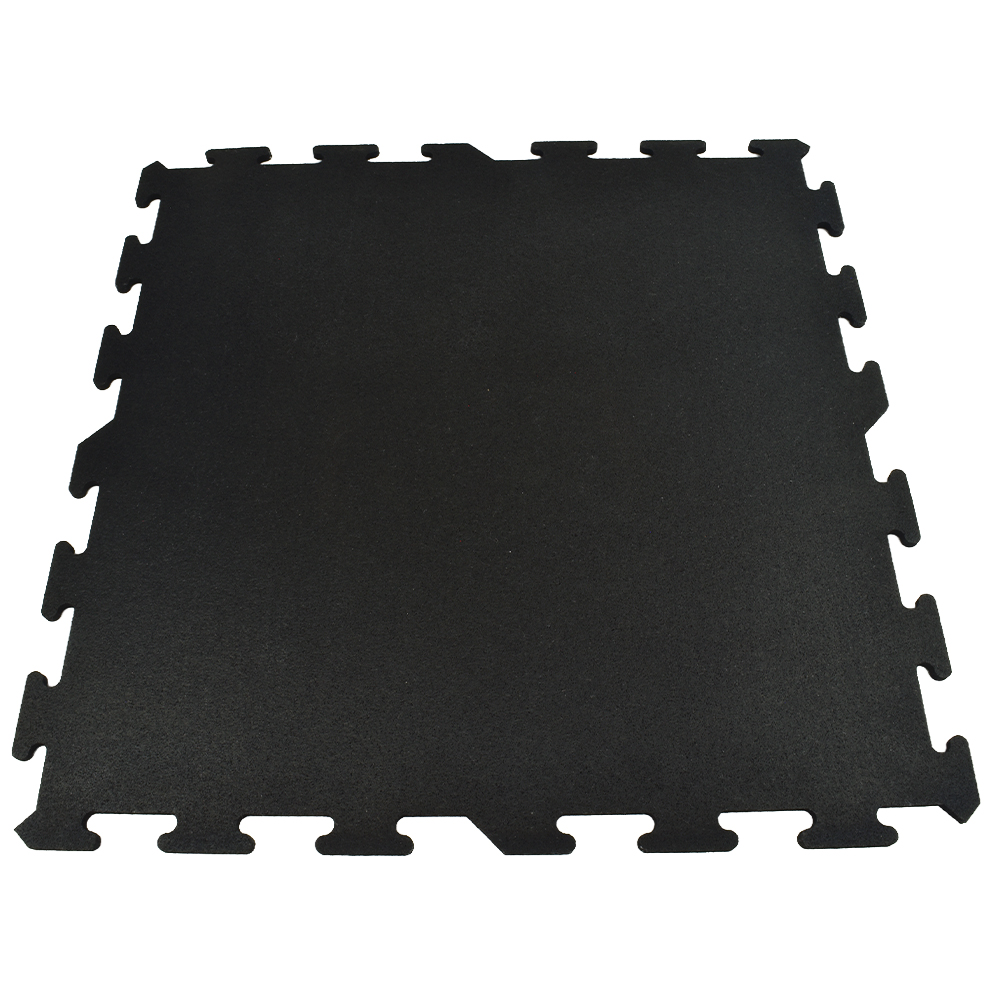 Interlocking Rubber Floor Tiles 23x23 Inch x 8 mm Black Eureka full tile