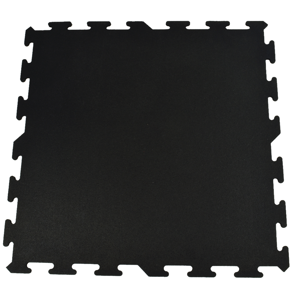 Interlocking Rubber Floor Tiles 23x23 Inch x 8 mm Black Eureka full tile