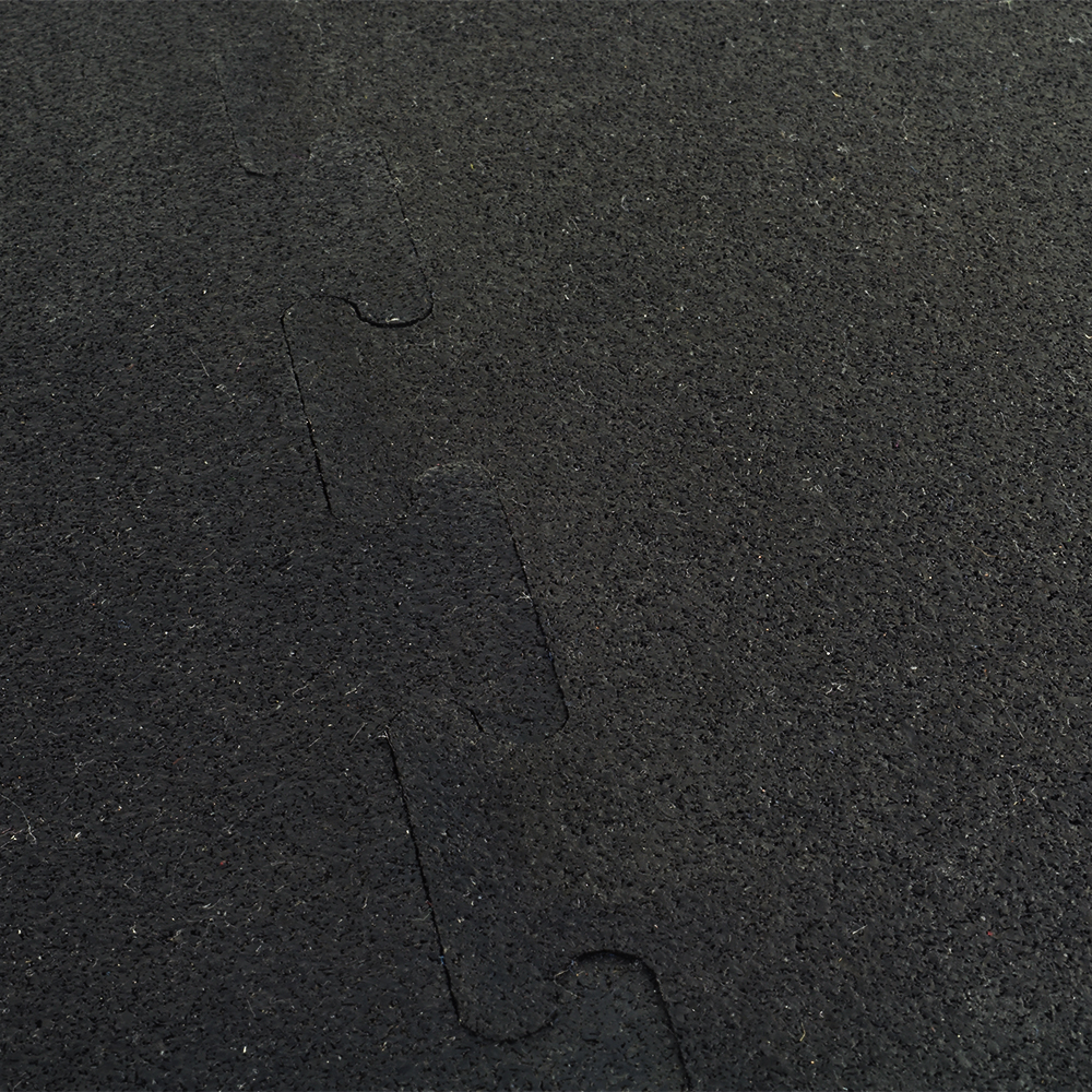 Interlocking Rubber Floor Tiles 23x23 Inch x 8 mm Black Eureka interlock closeup