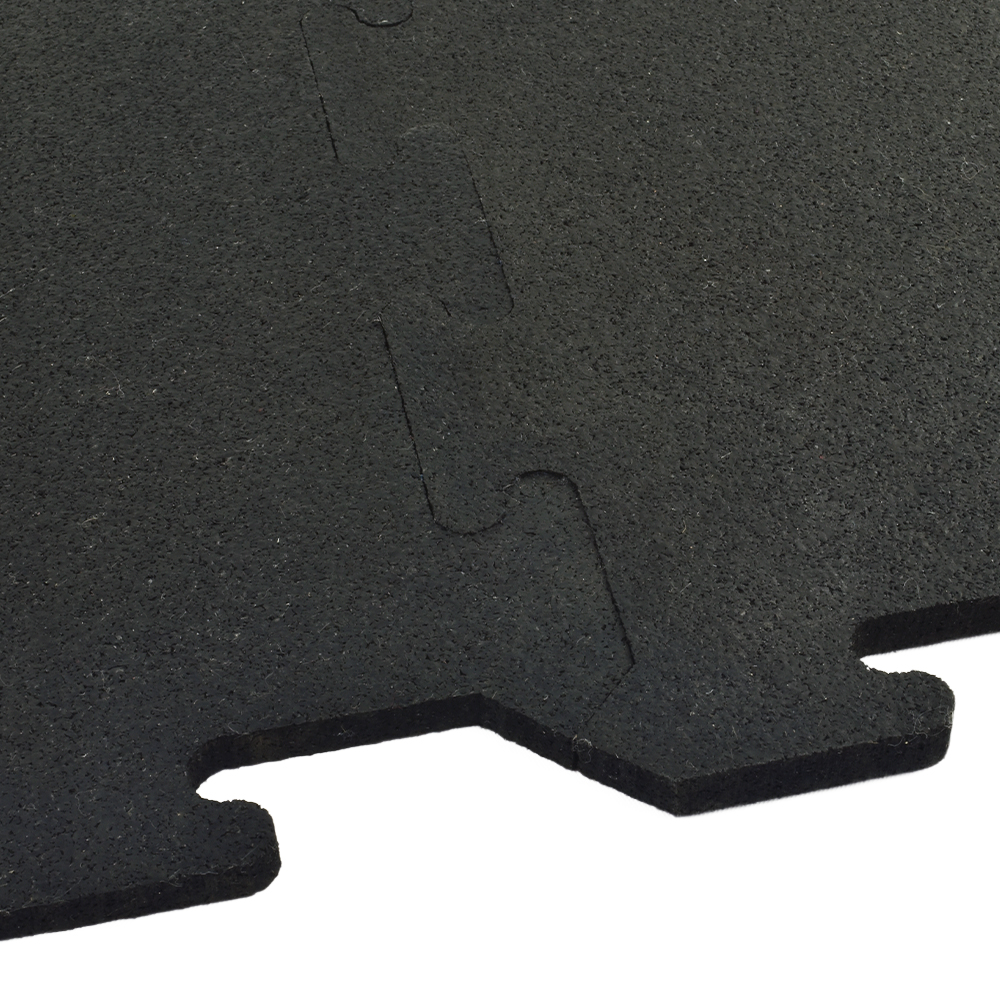 Interlocking Rubber Floor Tiles 23x23 Inch x 8 mm Black Eureka interlock edge